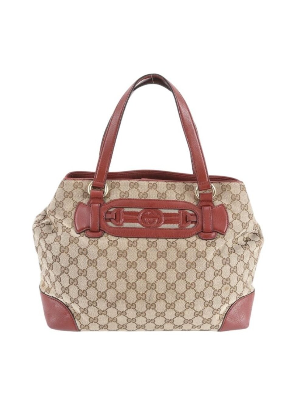 Gucci GG Canvas Leather Tote Shoulder Hand Rbm - Picture 1 of 9
